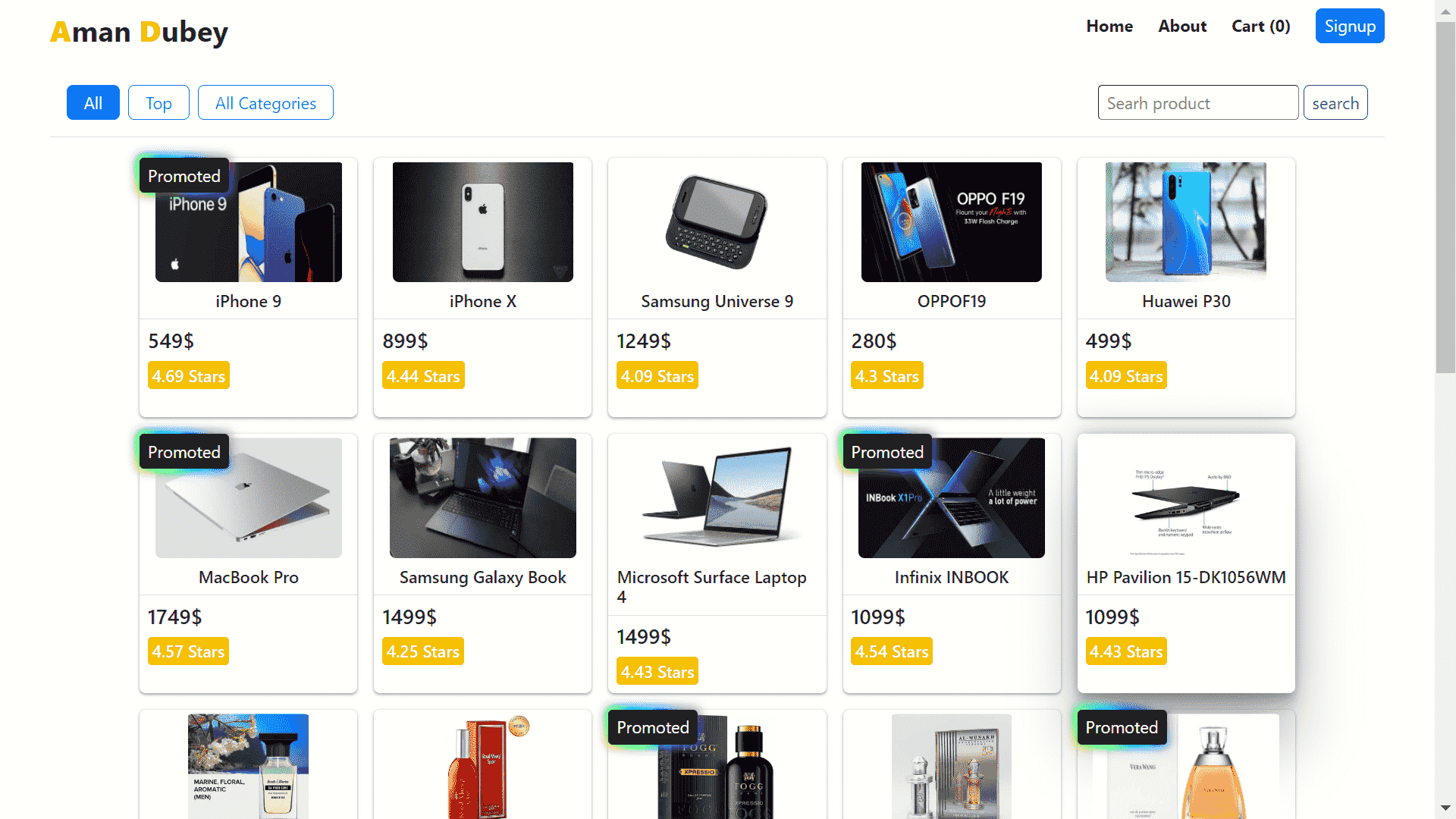 Showcase of E-SHOP